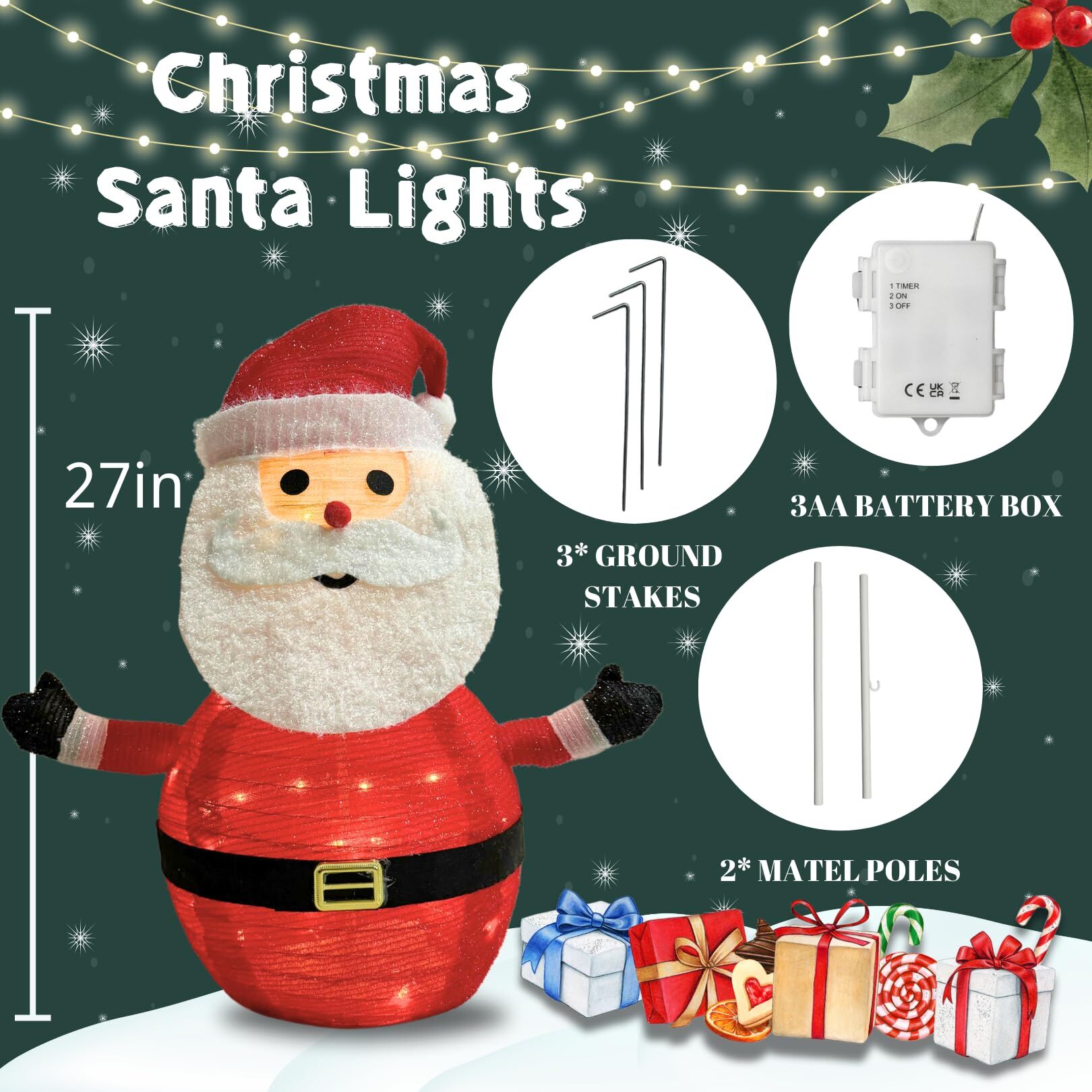 Lighted Christmas Santa Claus Decoration Lantern view 3