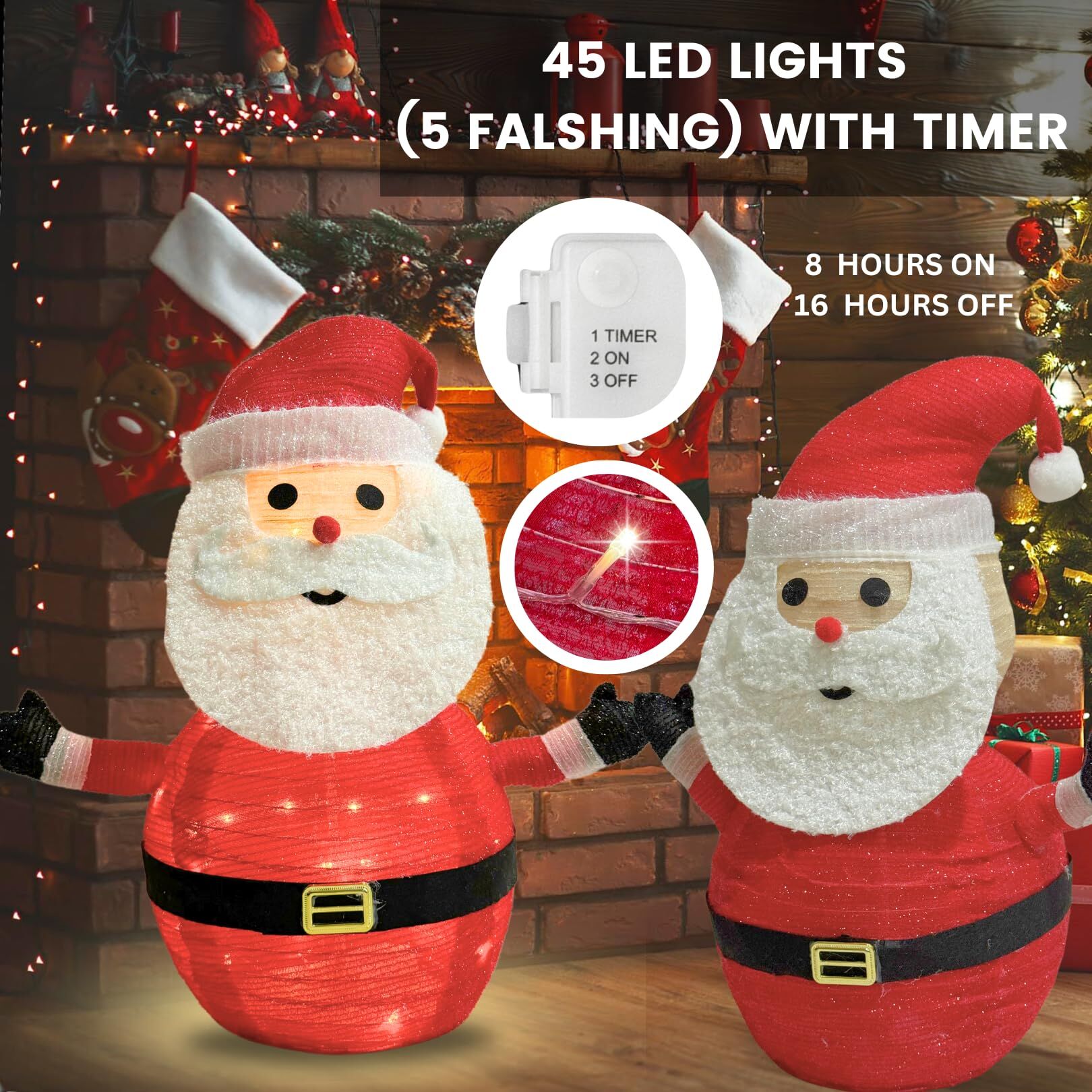 2-Pack Lighted Christmas Santa Claus Decoration Lantern view 2