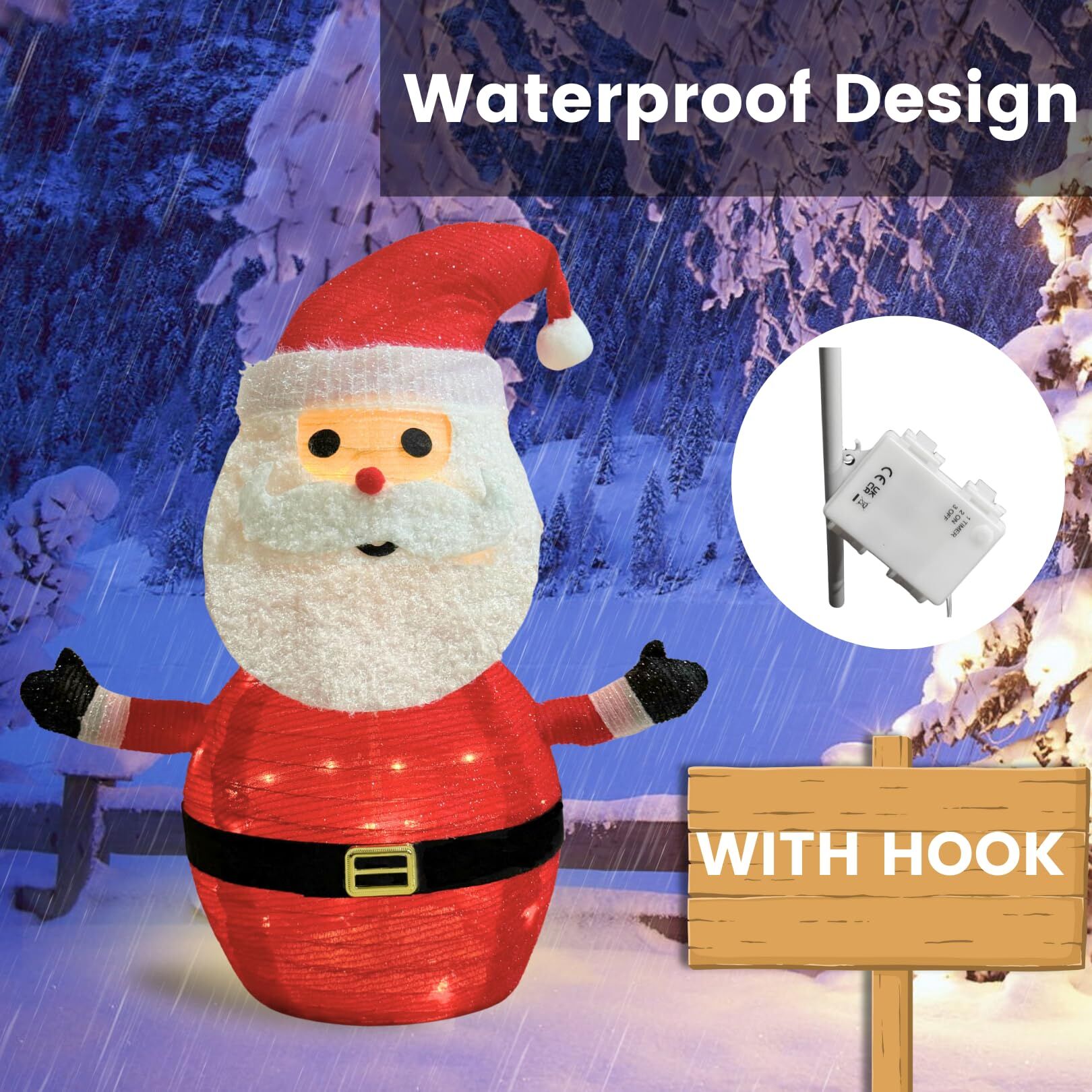 2-Pack Lighted Christmas Santa Claus Decoration Lantern view 5
