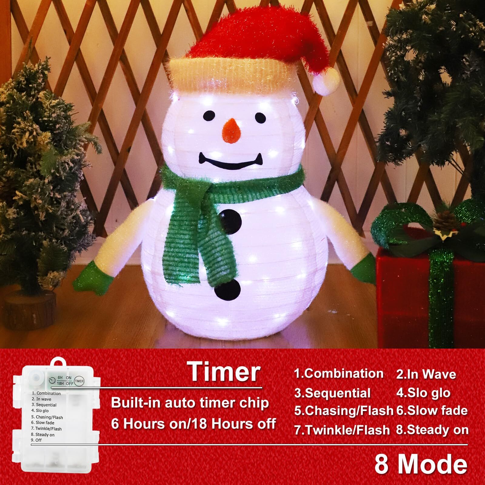 2-Pack Lighted Christmas Snowman Decoration Lantern view 4