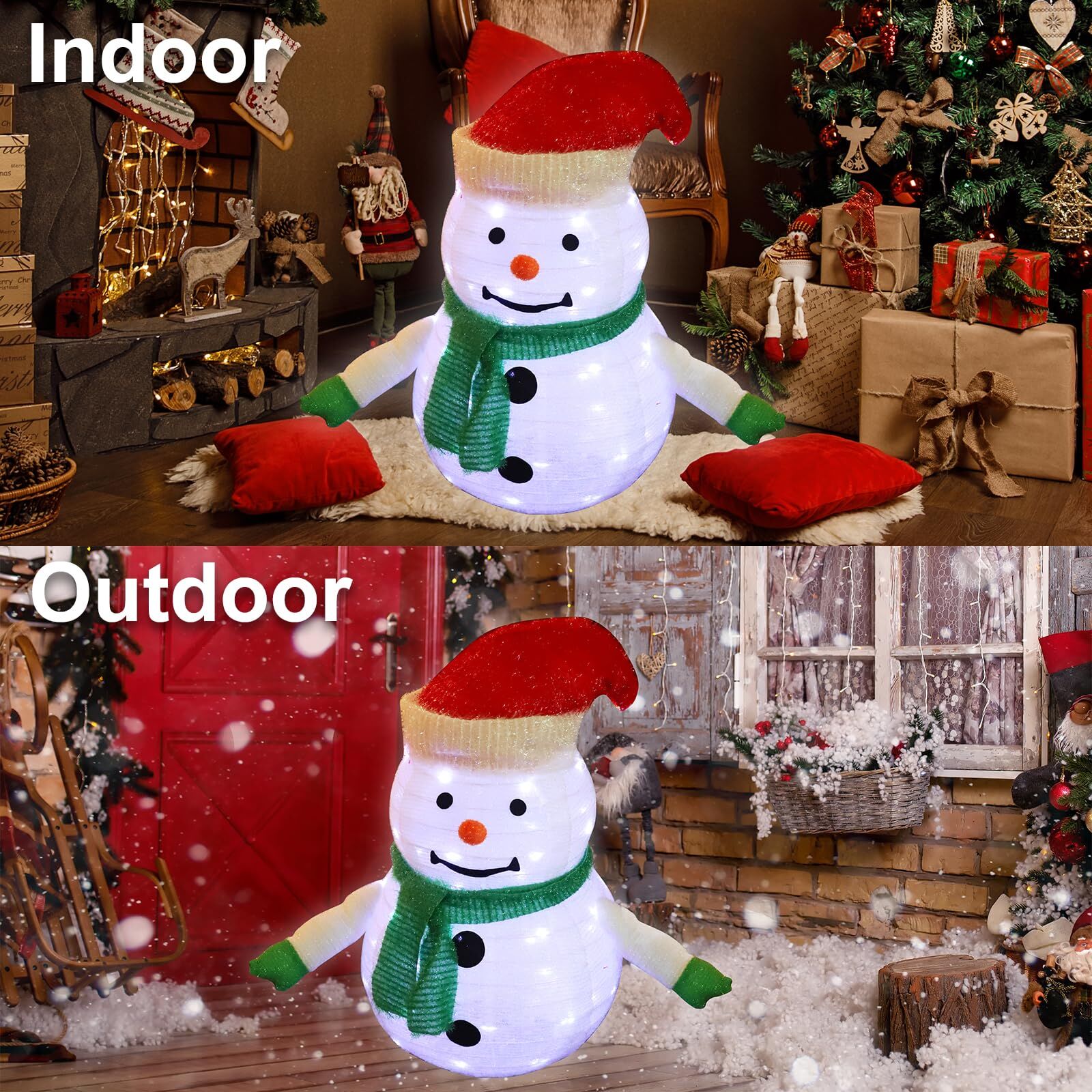 2-Pack Lighted Christmas Snowman Decoration Lantern view 6