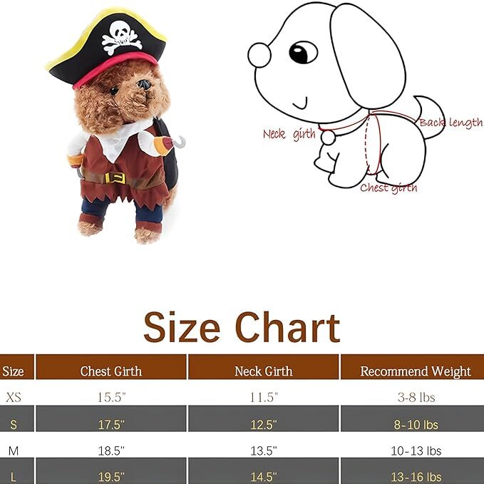 pet products New Funny Pet Clothes Pirate Dog Cat Costume Suit Corsair view 6