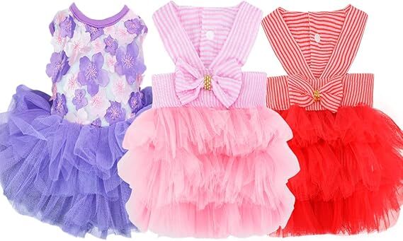 pet products Fall Dog Dresses for Small Dogs Girl 3 Pack Summer Puppy Clothes view 2