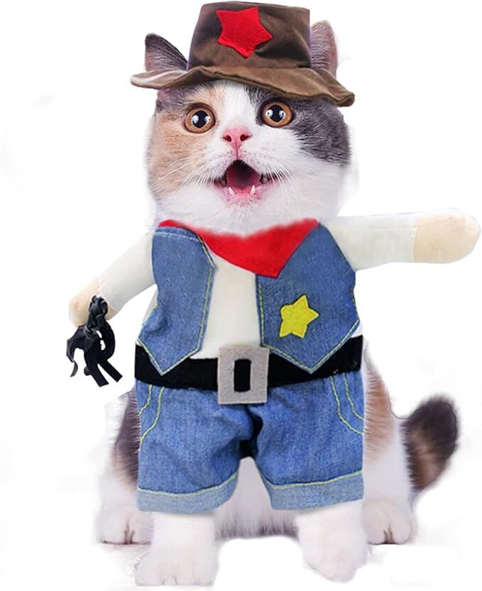 pet products Small Dog Cowboy Costume with Hat 2pcs Funny Halloween Chucky