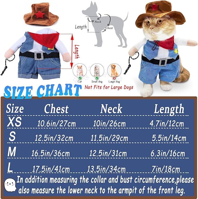 pet products Small Dog Cowboy Costume with Hat 2pcs Funny Halloween Chucky view 6