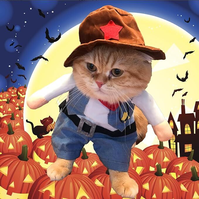 pet products Small Dog Cowboy Costume with Hat 2pcs Funny Halloween Chucky view 8