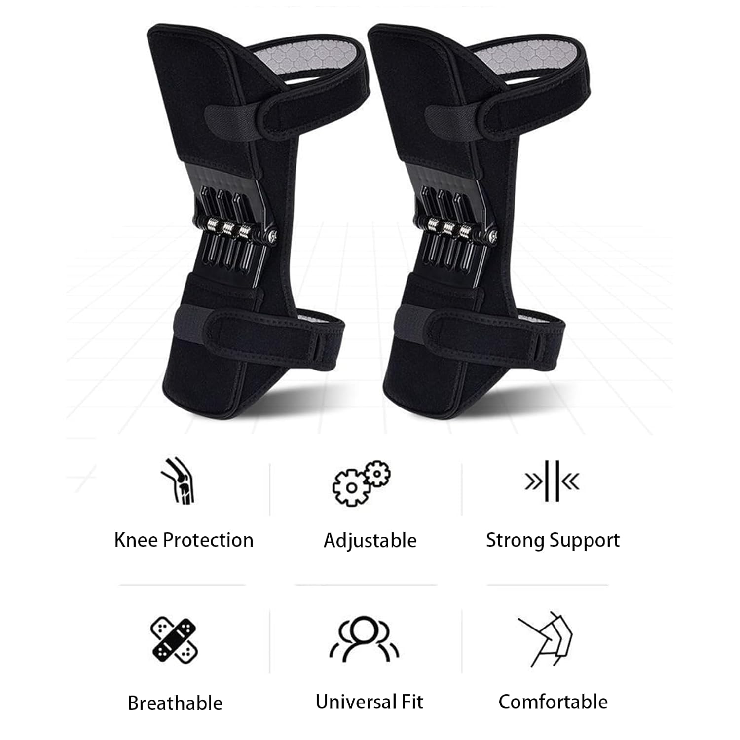 Power Knee Braces (2 Pack): 4-Spring Joint Support view 2