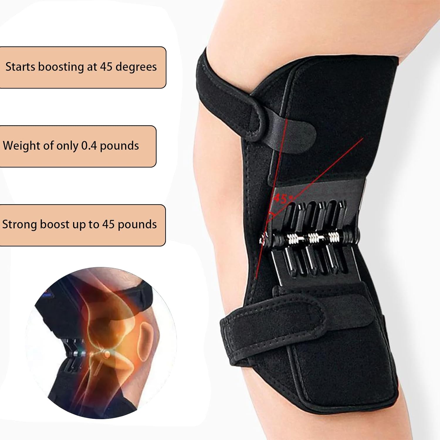Power Knee Braces (2 Pack): 4-Spring Joint Support view 4
