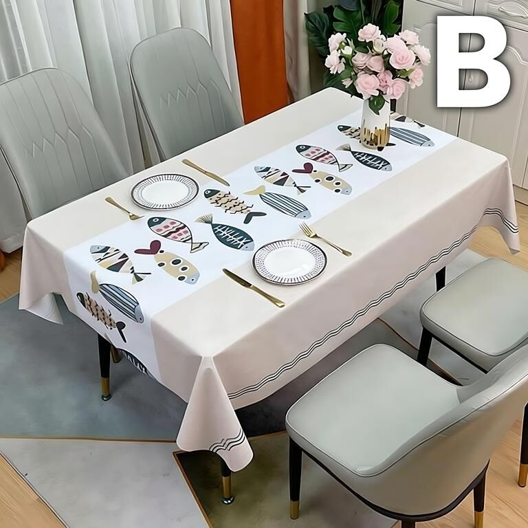 Waterproof Oilproof Washable Heat-Resistant PVC Tablecloth - 5 Patterns & view 2