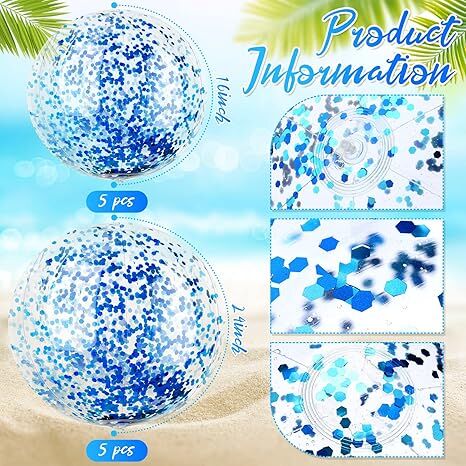 Christmas 10 Pcs Inflateable Sequin Glitter Beach Balls view 4