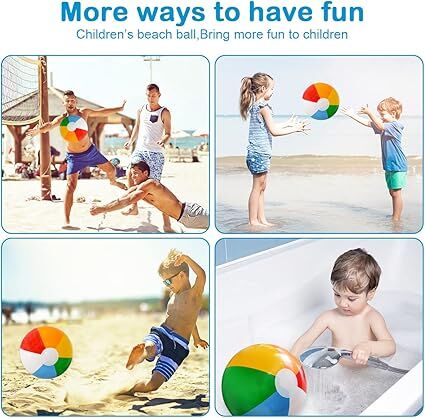 12'' Beach Ball for Kids: 14 Pack Beach Balls Bulk Inflatable Pool - Beach view 4