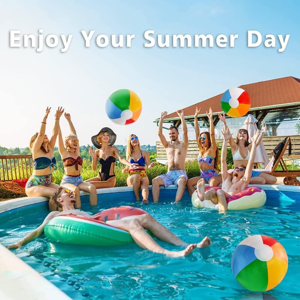 12'' Beach Ball for Kids: 14 Pack Beach Balls Bulk Inflatable Pool - Beach view 5