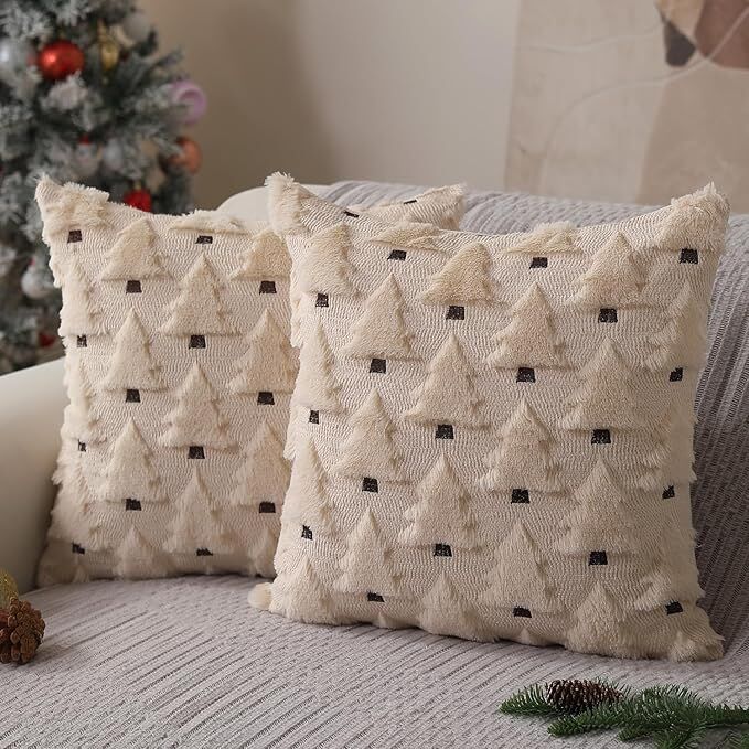 Christmas Pillow Covers 18x18 inch Set of 2 Black Christmas Decorations Soft view 8