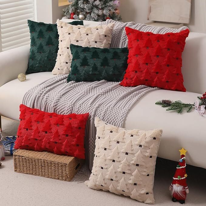 Christmas Pillow Covers 18x18 inch Set of 2 Black Christmas Decorations Soft view 2