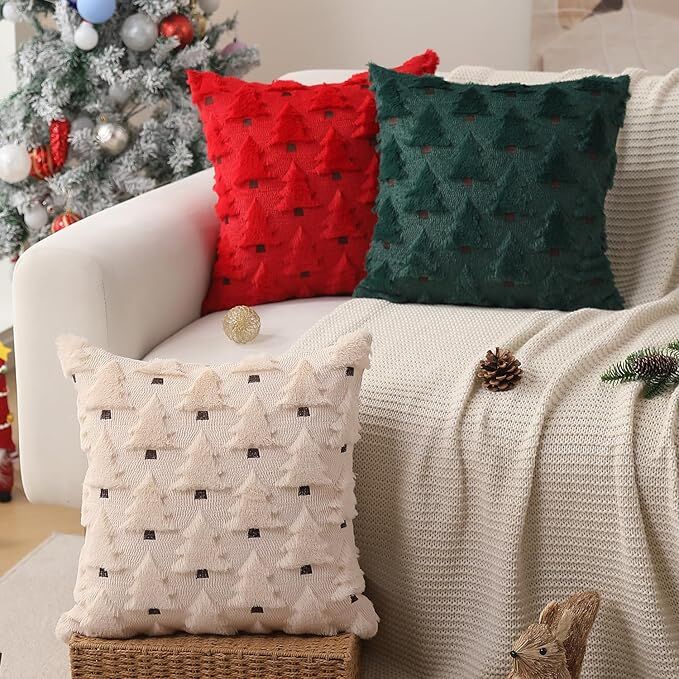 Christmas Pillow Covers 18x18 inch Set of 2 Black Christmas Decorations Soft view 2