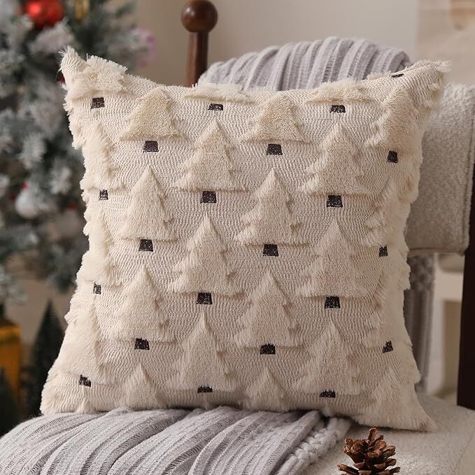 Christmas Pillow Covers 18x18 inch Set of 2 Black Christmas Decorations Soft view 4