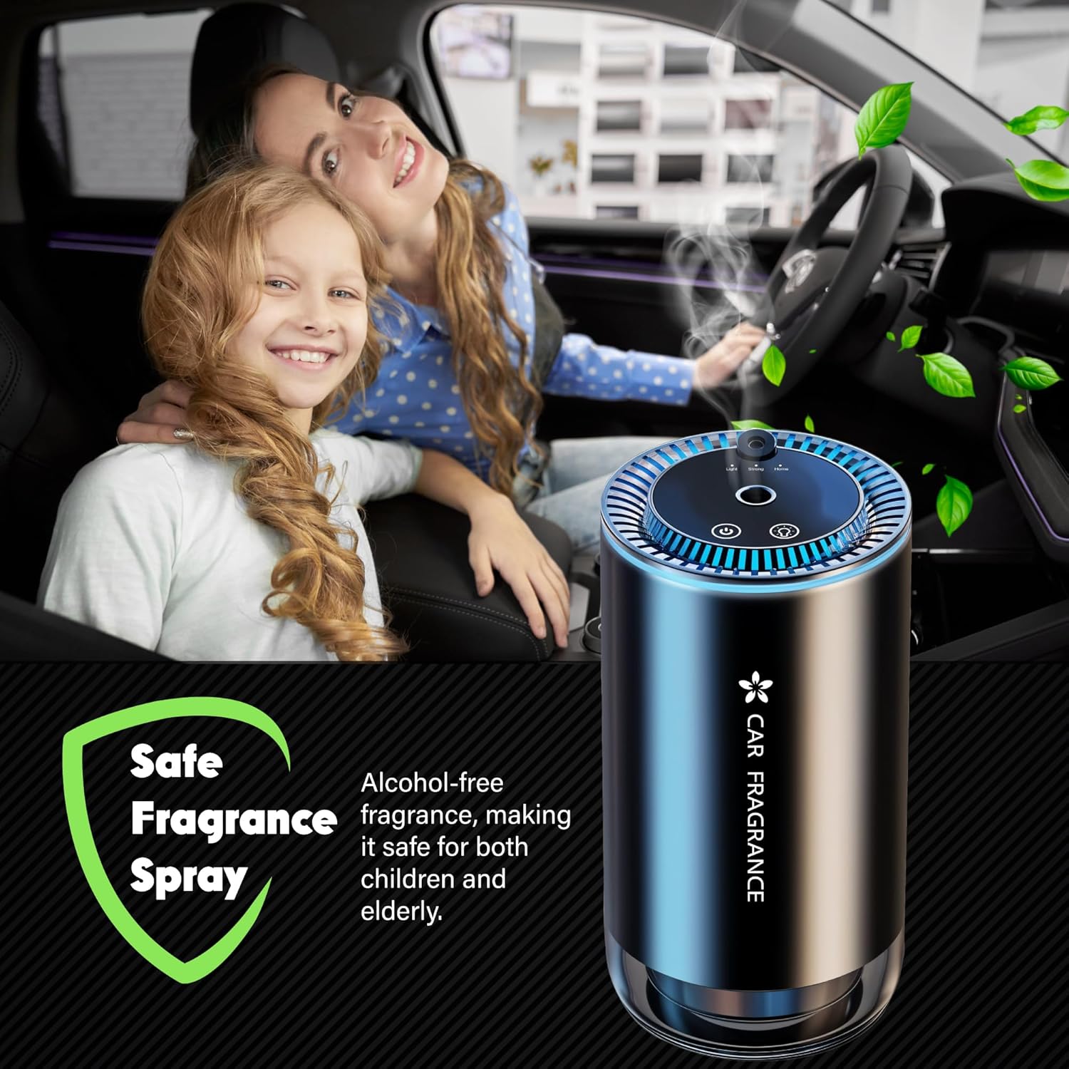 Smart Car Air Freshener with Starry Lights Projector: Automatic Aroma Diffuser view 2