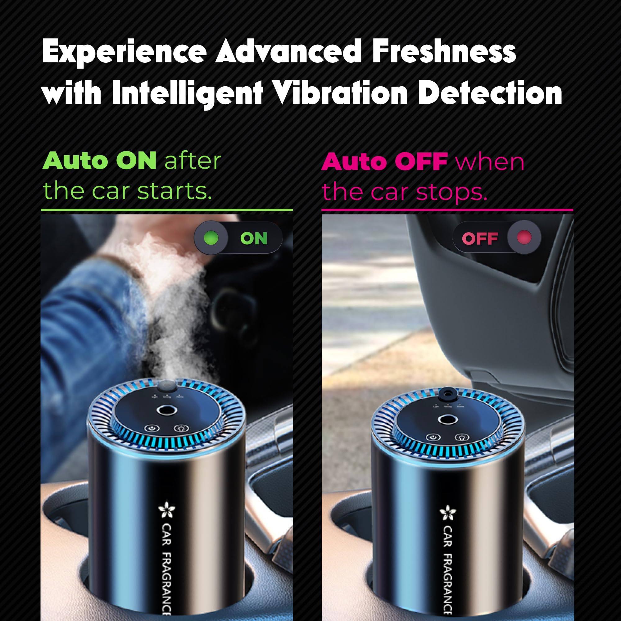 Smart Car Air Freshener with Starry Lights Projector: Automatic Aroma Diffuser view 3