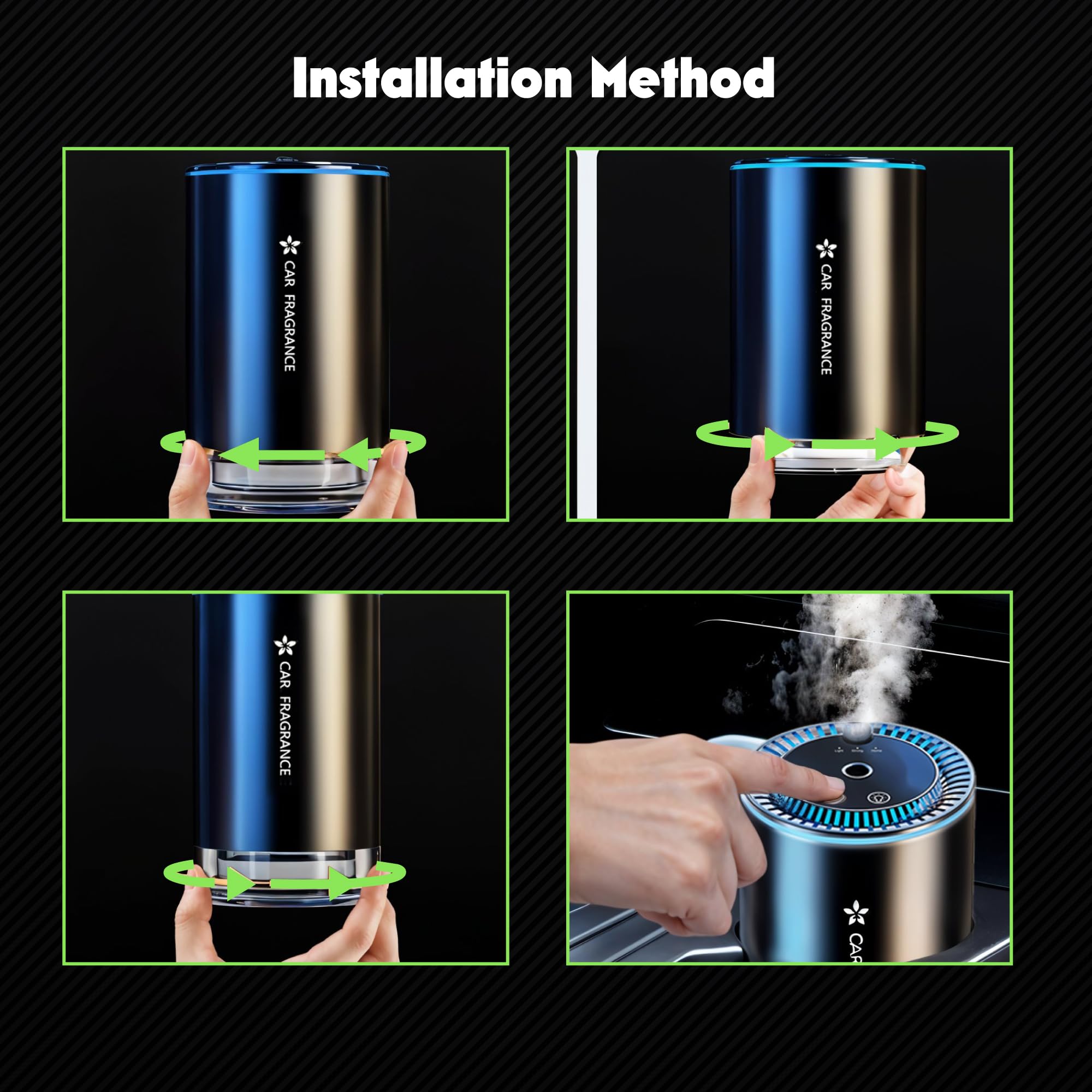 Smart Car Air Freshener with Starry Lights Projector: Automatic Aroma Diffuser view 5
