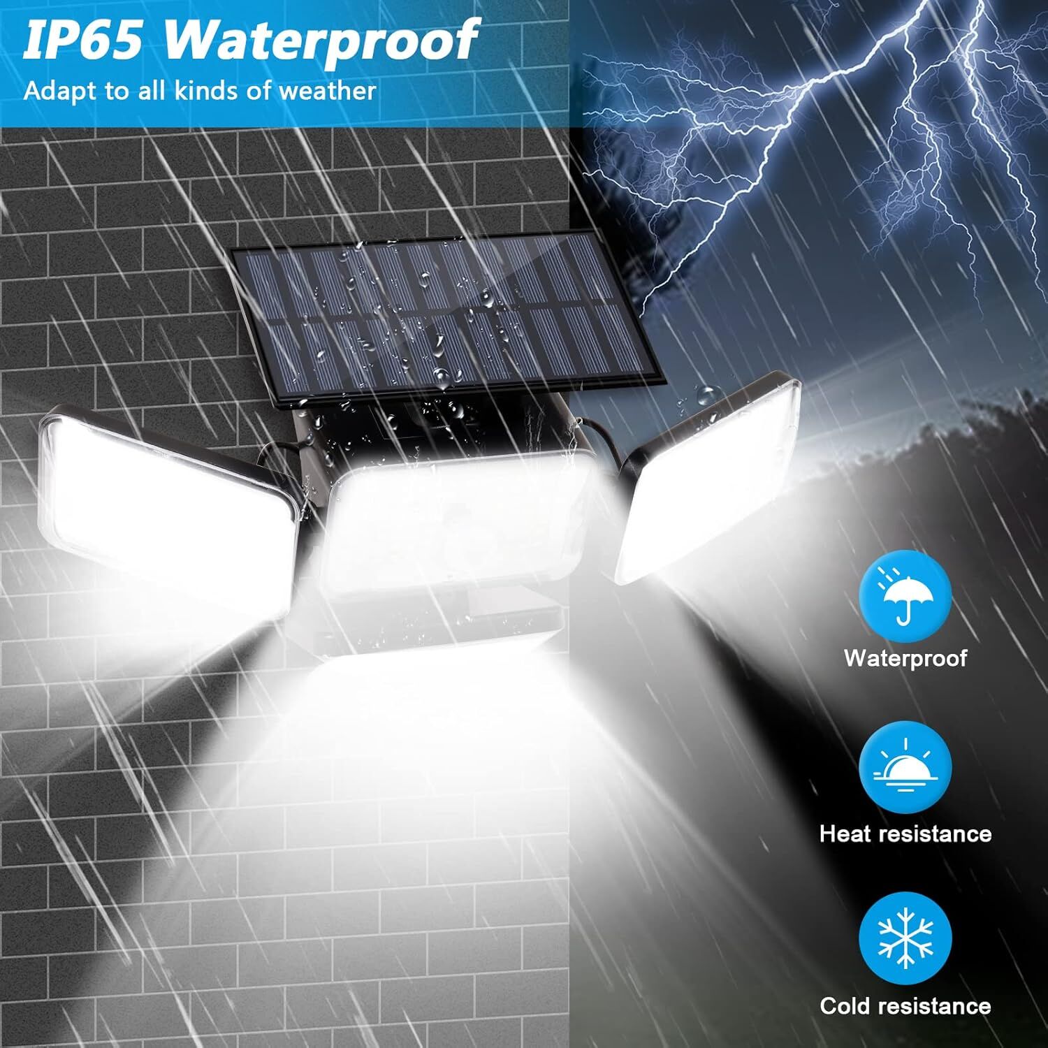 Solar Motion Sensor Outdoor Lights (2-Pack) with 288 LEDs & 2800LM: 270° Wide view 5