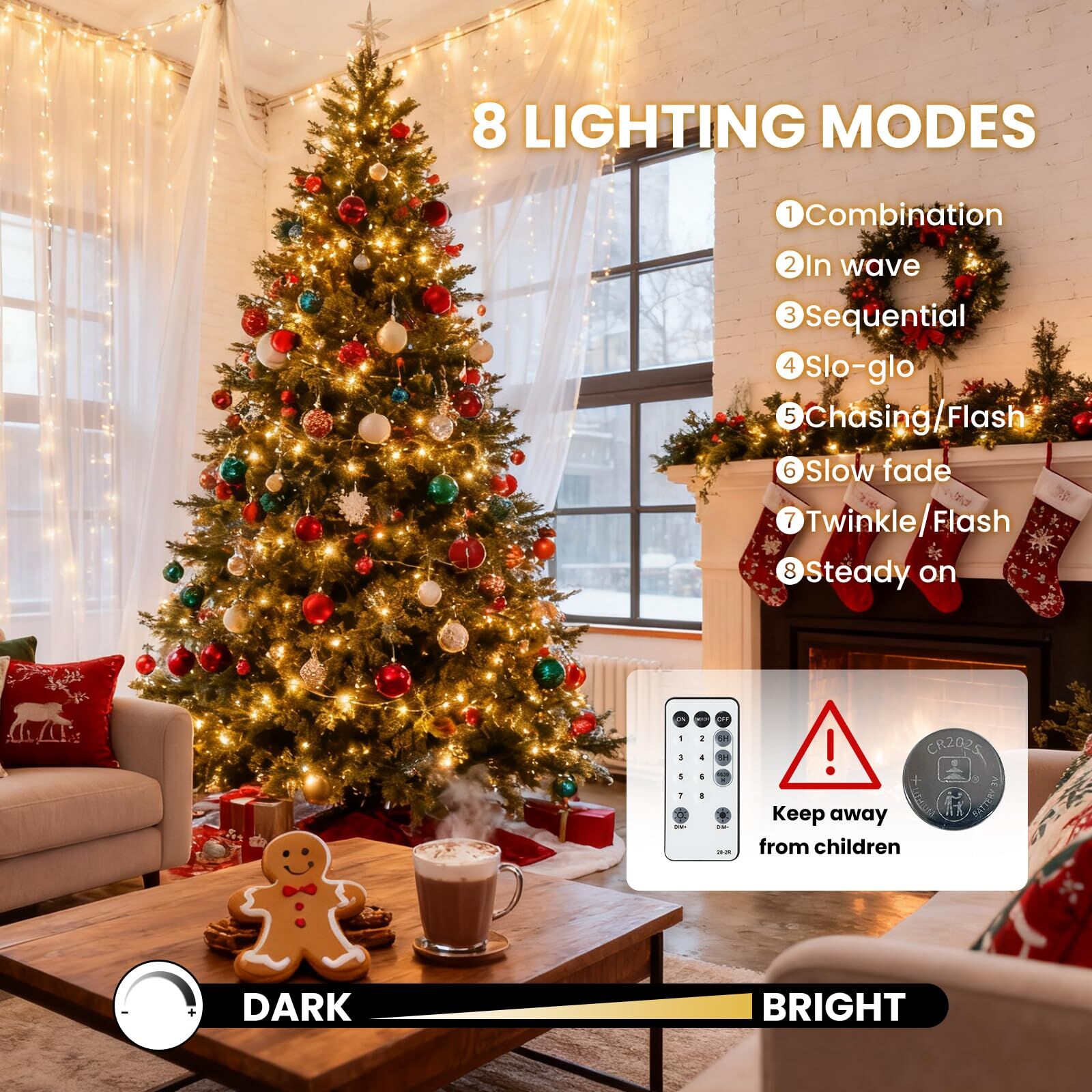 900 LED Warm White USB Fairy String Lights with Remote view 2