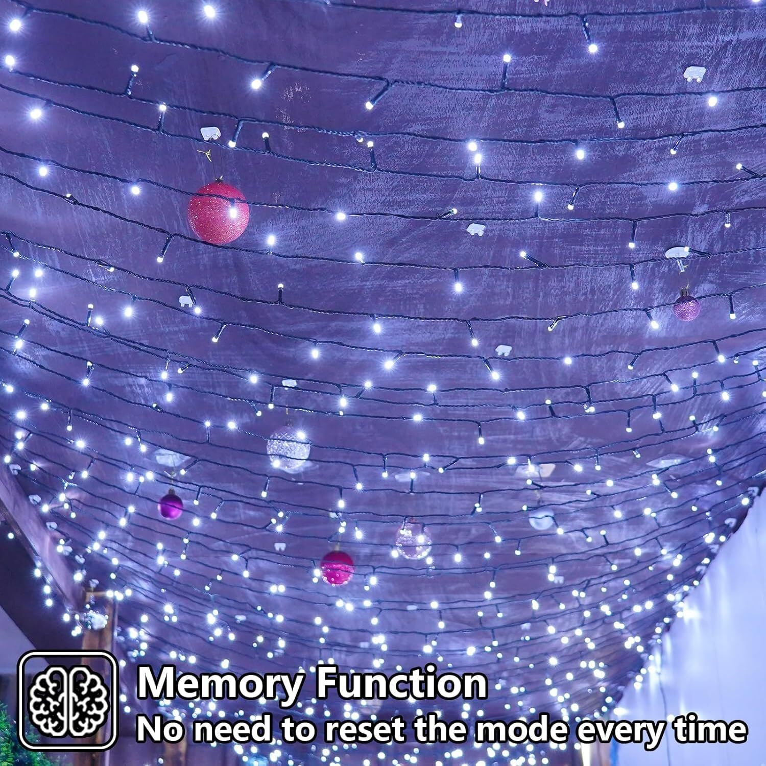 300 LED Cool White Fairy String Lights view 2