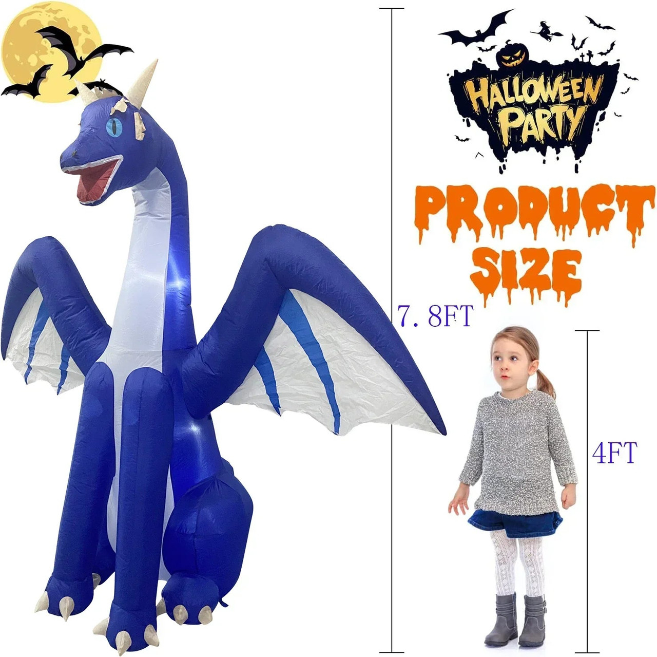 Giant Inflatable Dragon With Leds For Halloween view 3