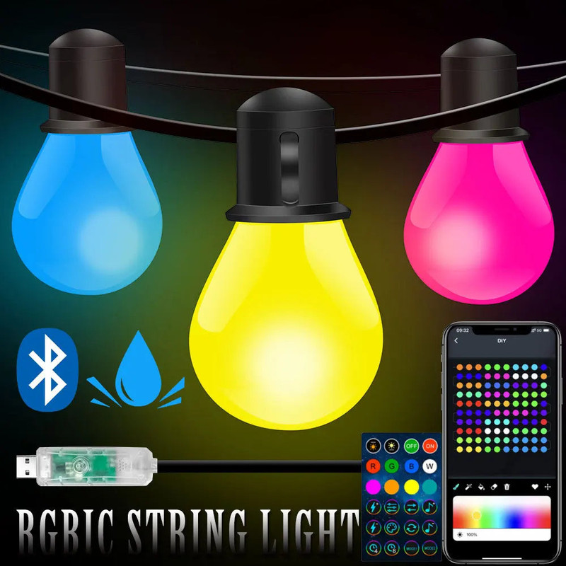 Bluetooth Colorful G40 Led Bulb String Lights view 4
