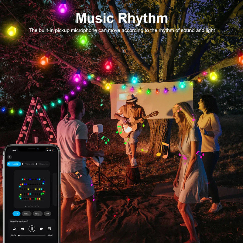 Bluetooth Colorful G40 Led Bulb String Lights view 5