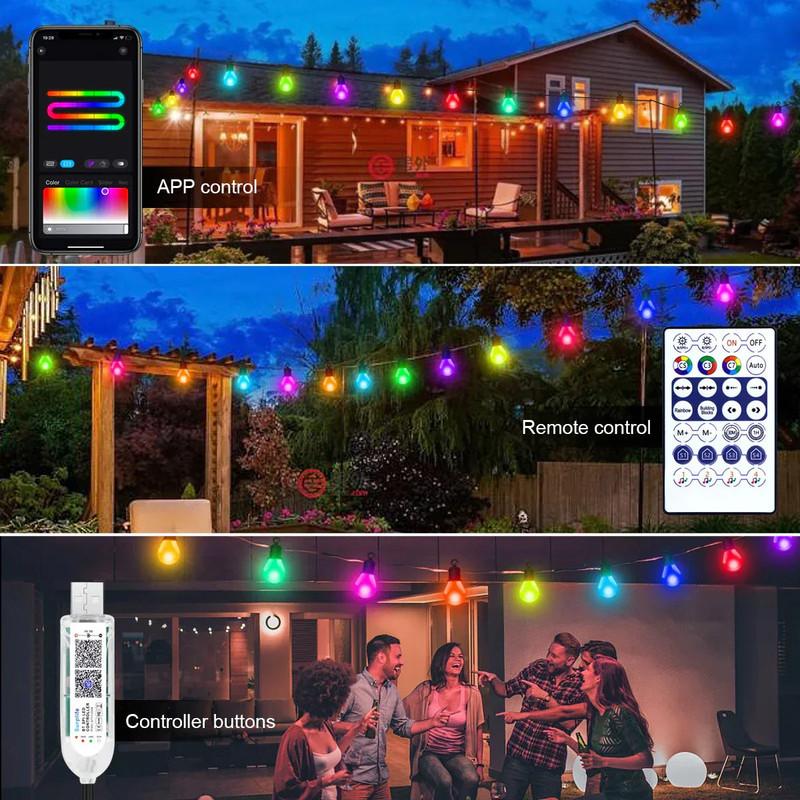 Bluetooth Colorful G40 Led Bulb String Lights view 7
