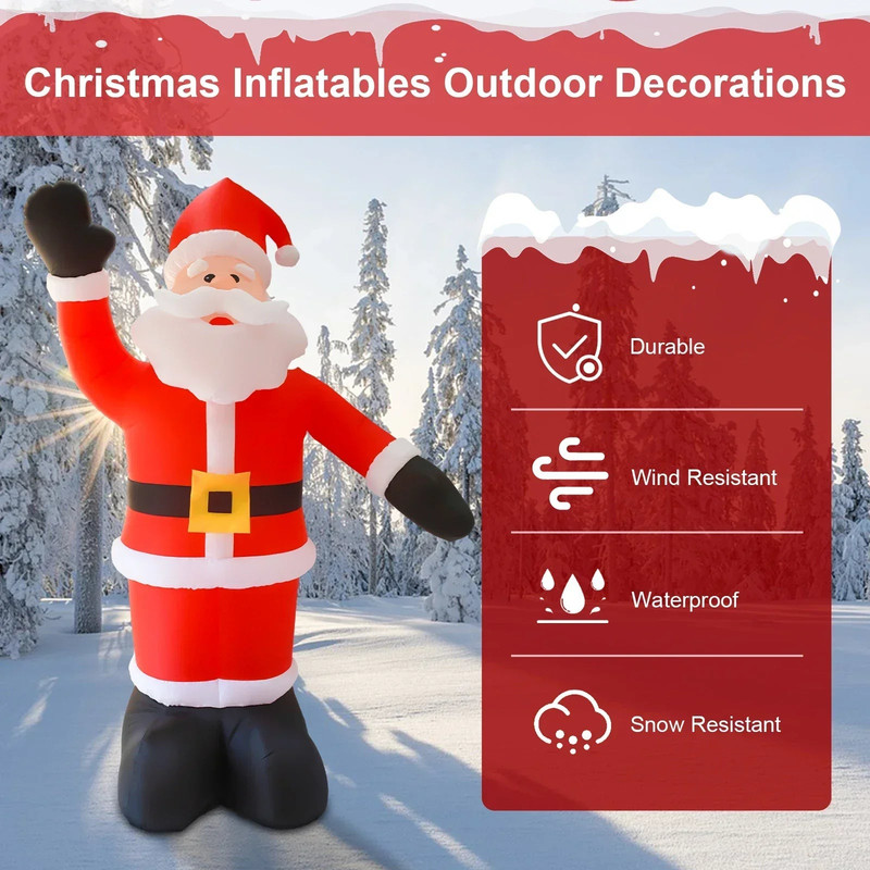 8Ft Tall Inflatable Santa Claus With 9 Led Lights view 4