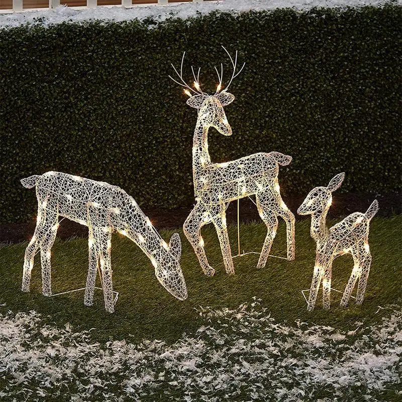 Lighted Christmas Deer Reindeer Family With Led Lights view 2