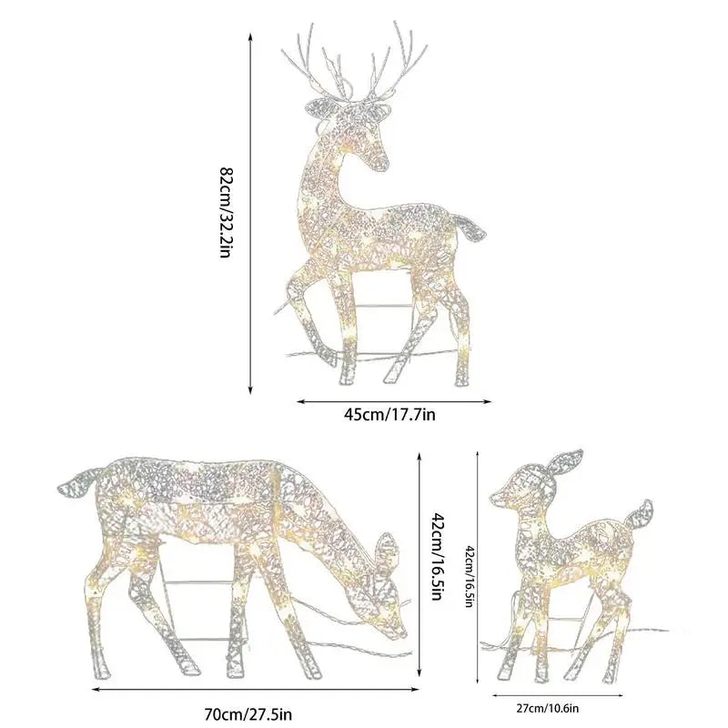 Lighted Christmas Deer Reindeer Family With Led Lights view 5