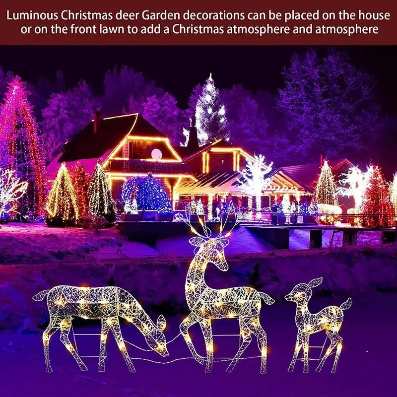 Lighted Christmas Deer Reindeer Family With Led Lights view 8