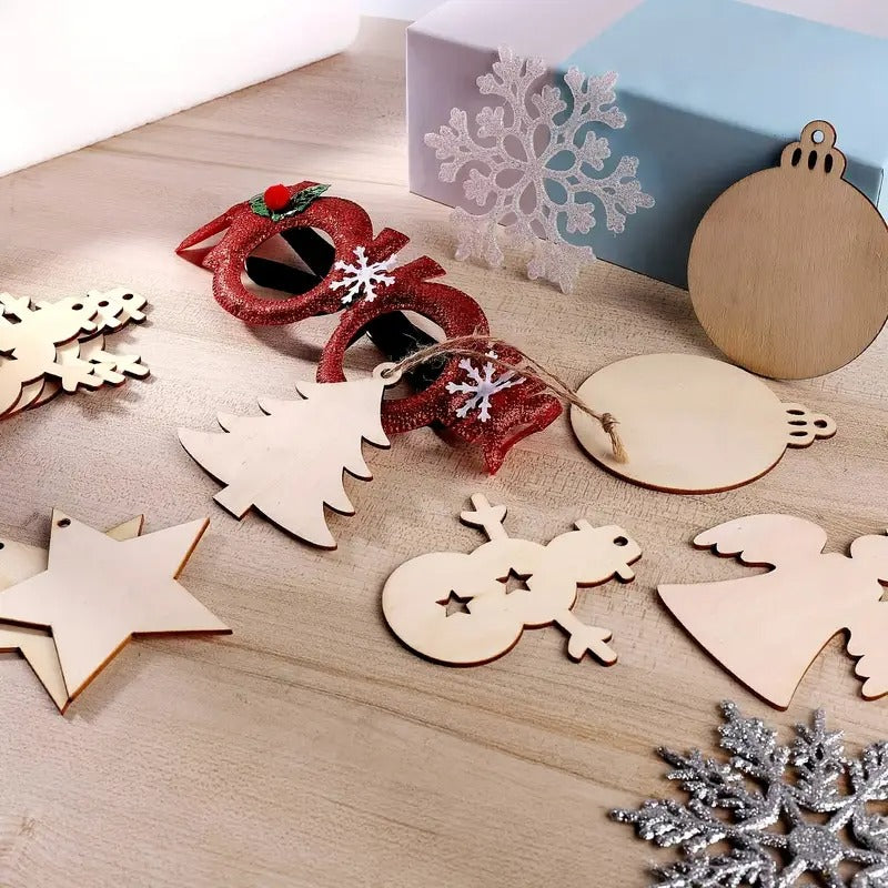 DIY Wooden Christmas Tree Ornaments Craft Set (60pcs) view 2