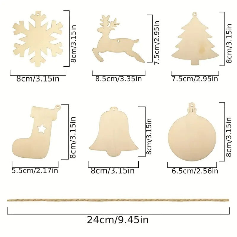 DIY Wooden Christmas Tree Ornaments Craft Set (60pcs) view 3