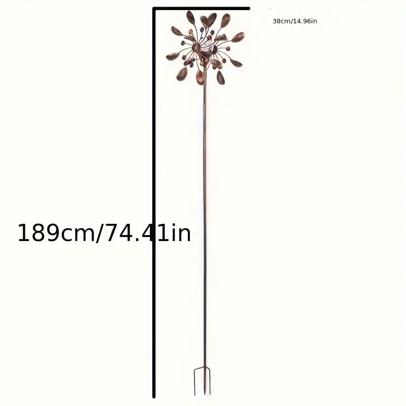 Solar Powered Metal Wind Spinner with LED Lights view 5