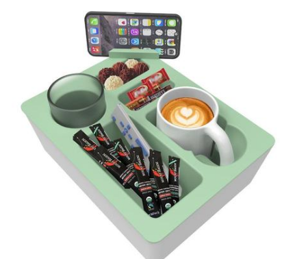 Silicone Sofa Caddy Tray with Cup & Phone Holder view 2