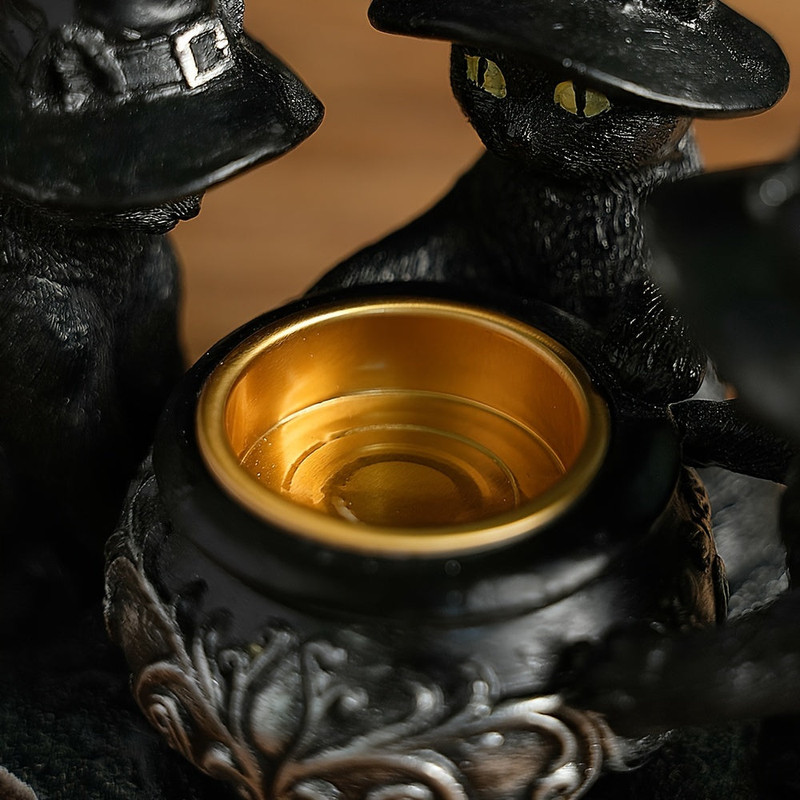 Halloween Witch Cat Sculpture Figurine view 4