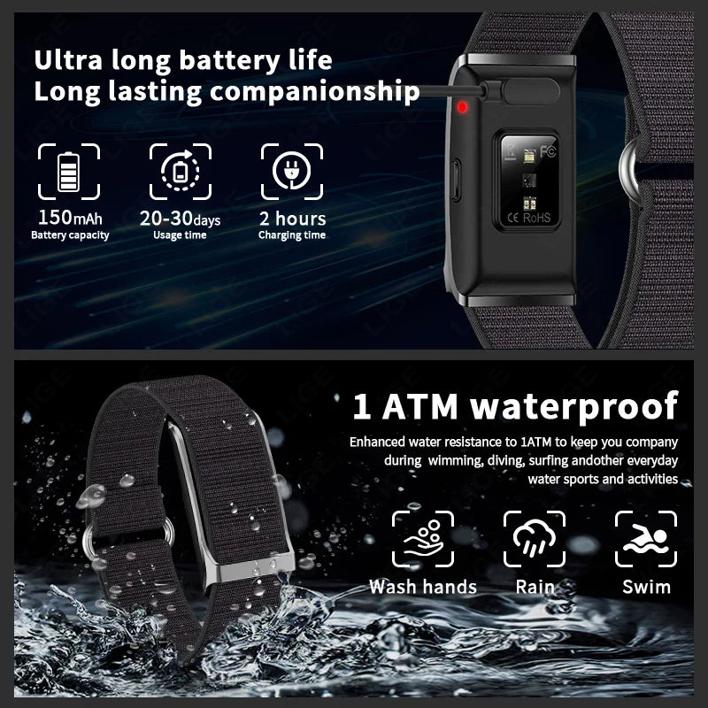 Smart Fitness Bracelet with 24H Heart Rate Black view 3