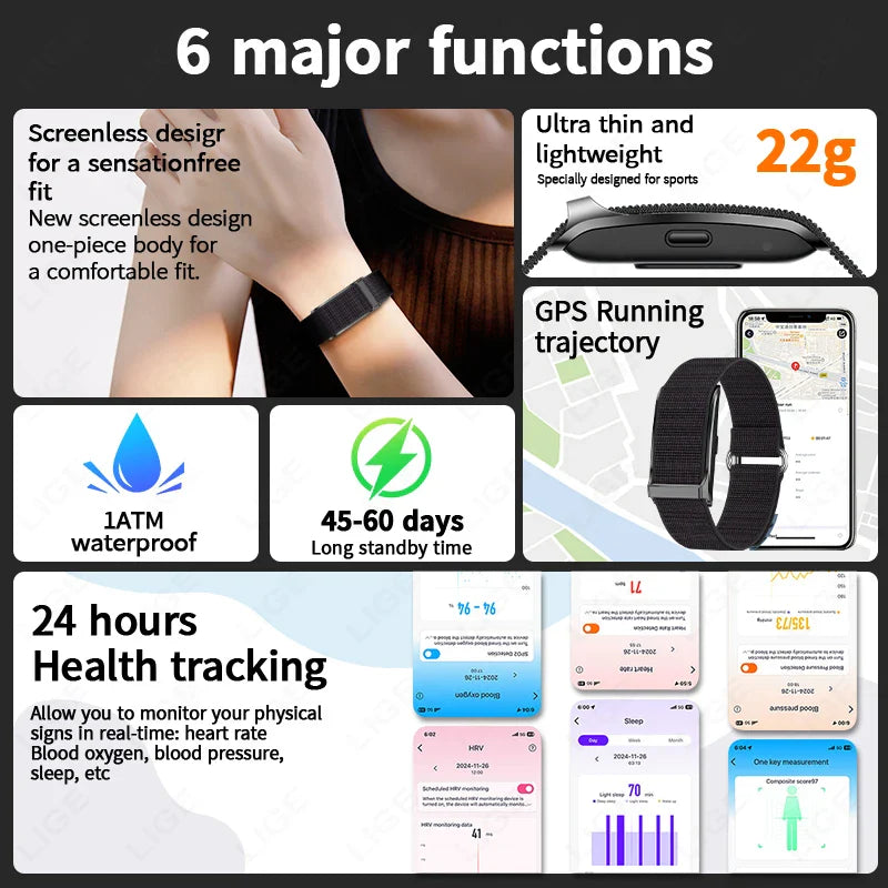 Smart Fitness Bracelet with 24H Heart Rate Black view 4