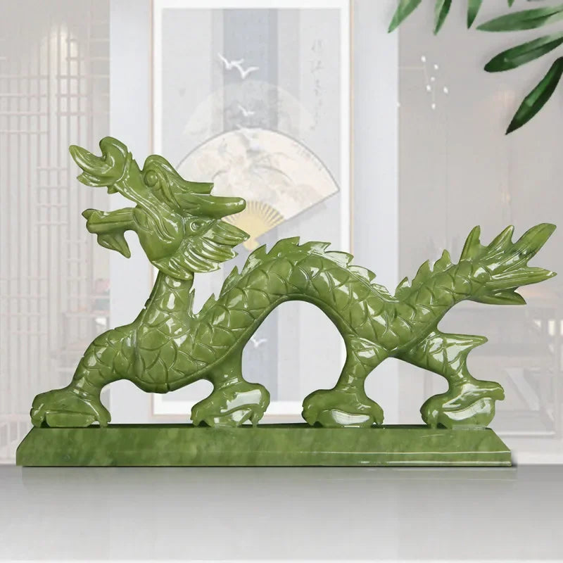 Feng Shui Elegance: Chinese Zodiac Dragon Jade Ornaments view 2