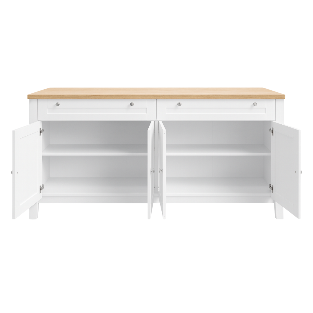 Noosa Buffet Sideboard White and Oak 4 Doors and 2 Drawers view 3