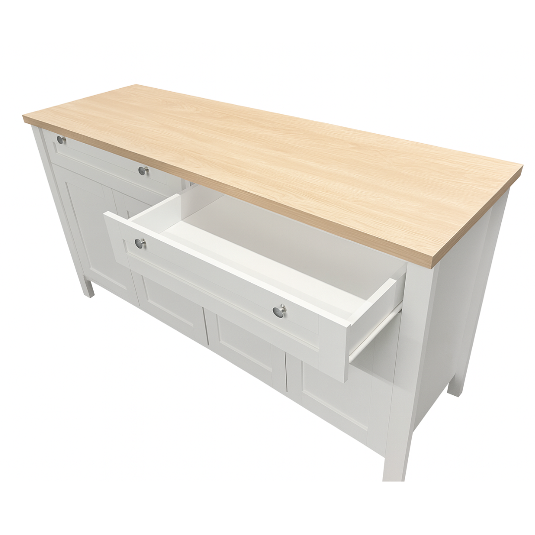 Noosa Buffet Sideboard White and Oak 4 Doors and 2 Drawers view 4