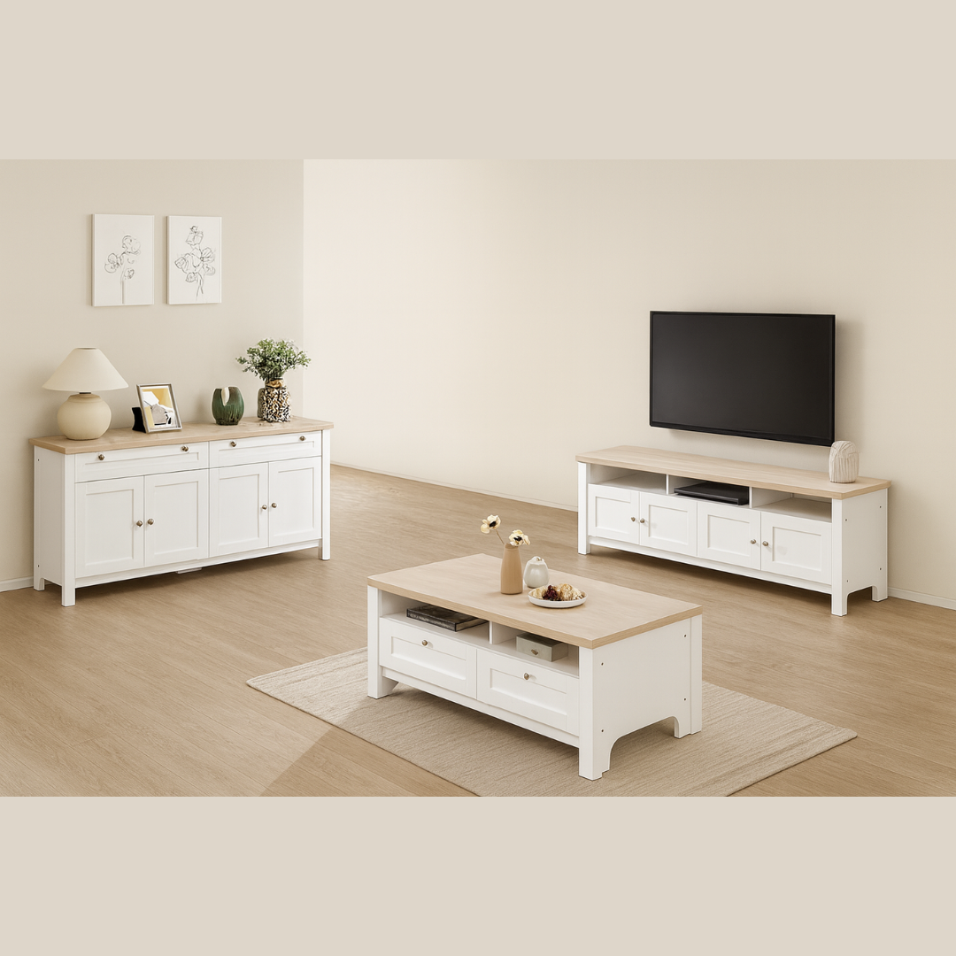 Noosa Buffet Sideboard White and Oak 4 Doors and 2 Drawers view 8