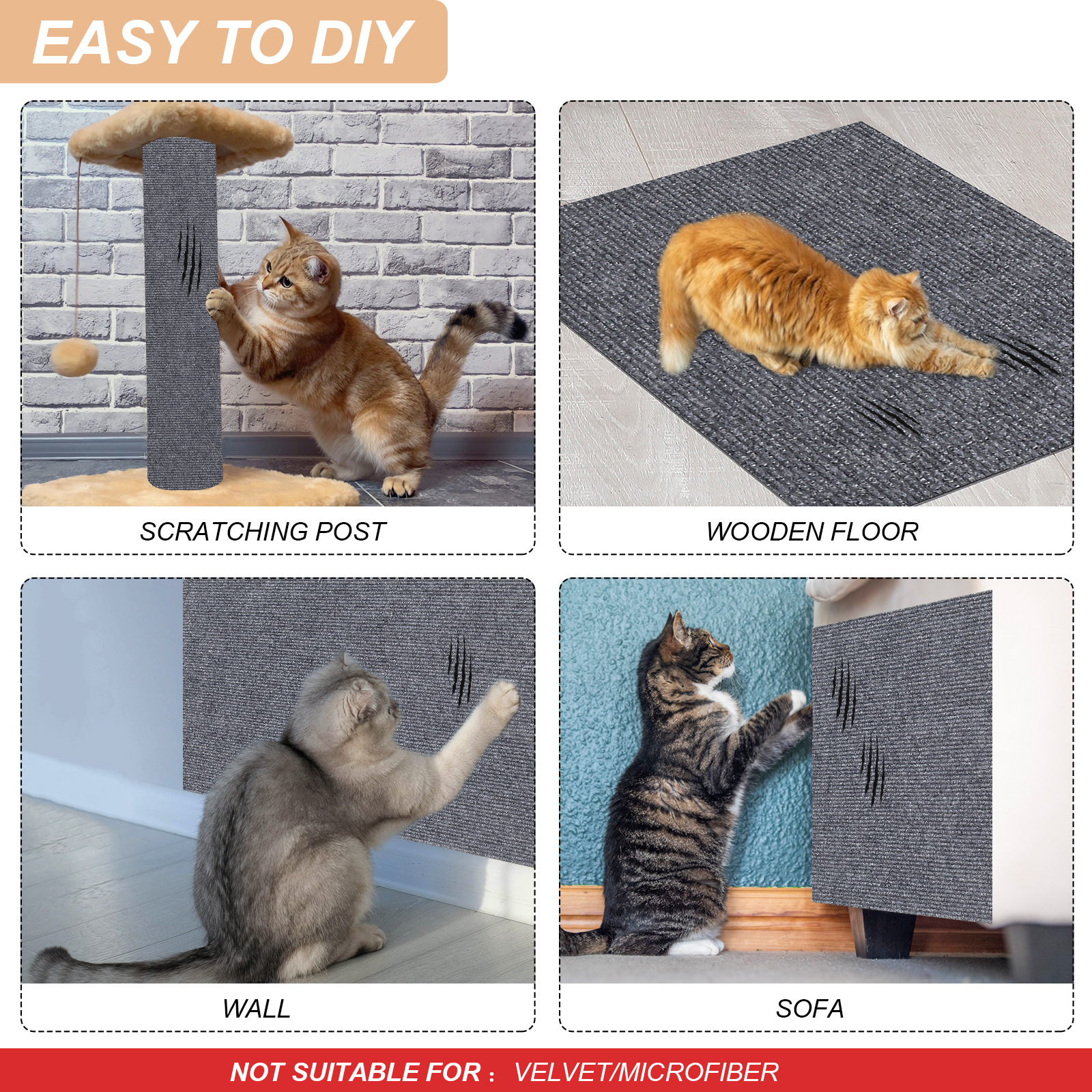 Beige Cat Scratcher - Durable Cardboard Scratching Pad for Cats view 4