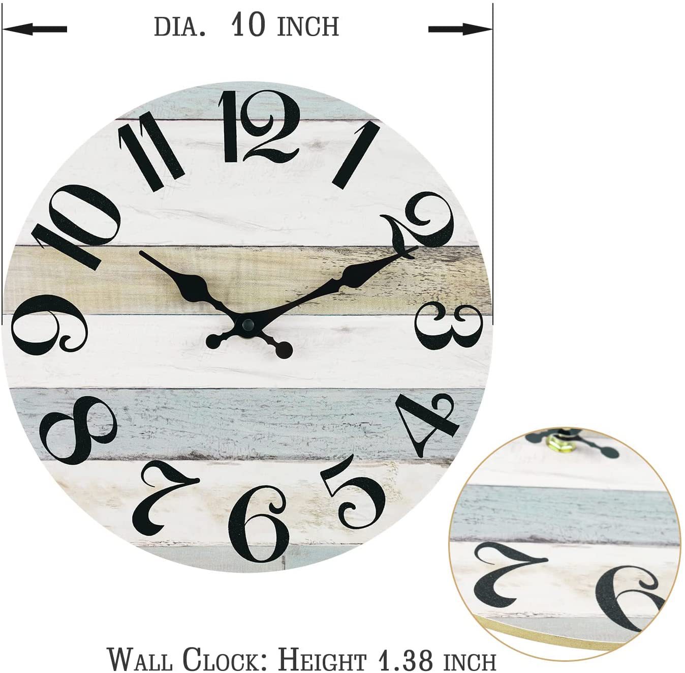 Wooden Wall Clock - Vintage-Style Decorative Clock for Home & Office view 4