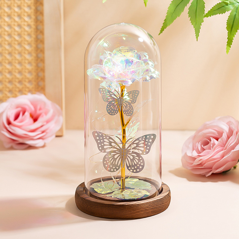 White & Silver Butterfly Flower Lamp - Decorative LED Table Lamp for Home Ambiance — image 1