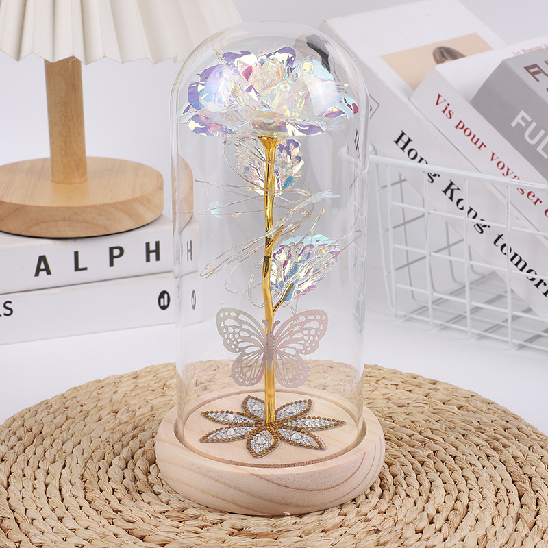 White & Silver Butterfly Flower Lamp - Decorative LED Table Lamp for Home Ambiance view 2