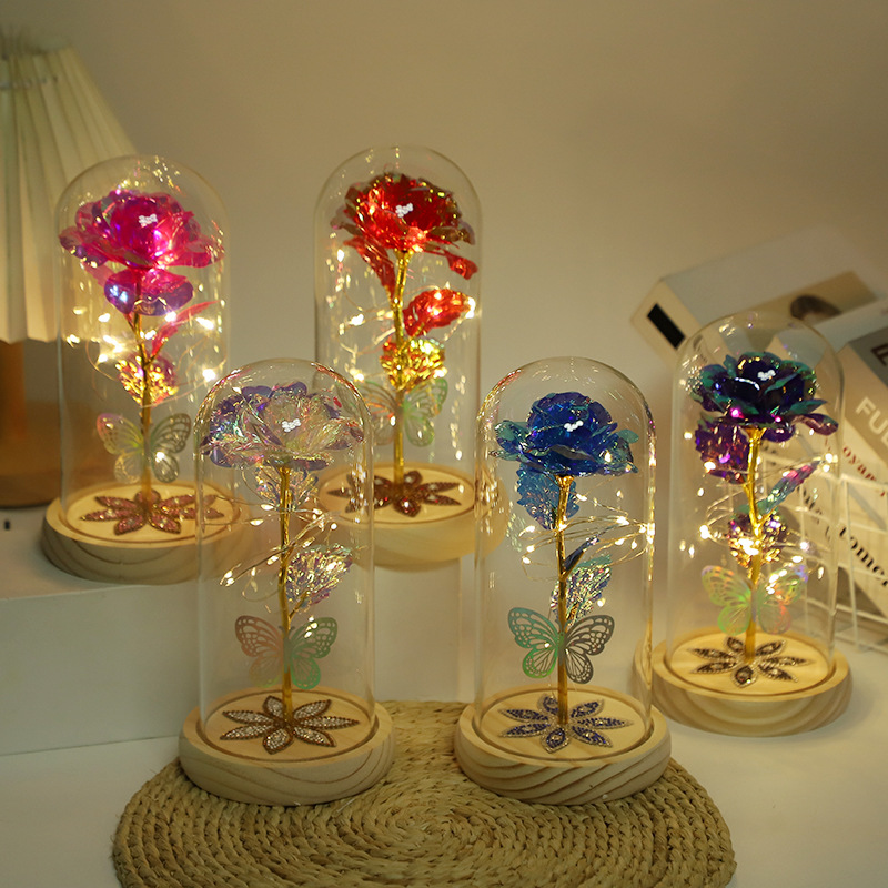 White & Silver Butterfly Flower Lamp - Decorative LED Table Lamp for Home Ambiance view 3
